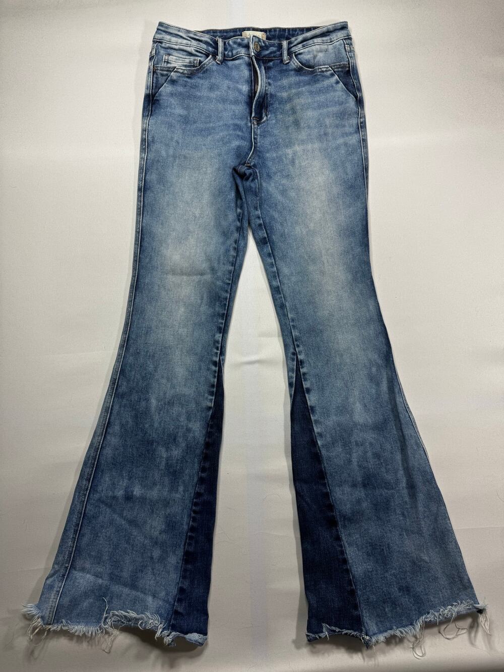 Altar'd State Vervet‎ Women's Raw Hem Flare Blue Stretch Denim Jeans - 29x32.5